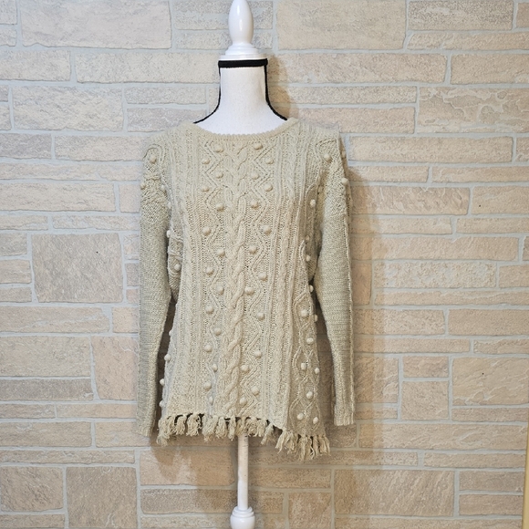 Yohji Yamamoto Sweaters - Yamamoto Cable Knit Bobble Sweater Cozy Cottagecore Cabincore Chunky Pullover M